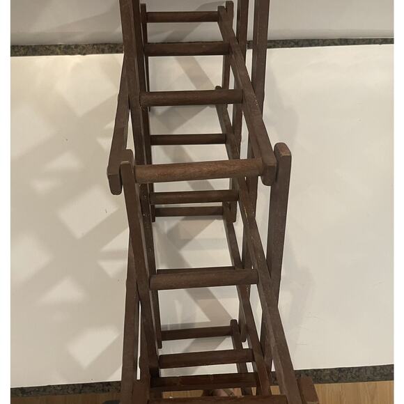 Wooden Freestanding Folding Wine Bottle Rack Kitchen Storage Vintage - Picture 5 of 9